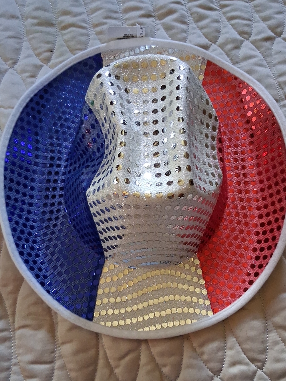 Sequin Tricolor Fedora Hat - Silver, Blue & Red